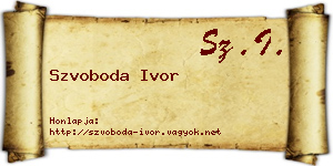 Szvoboda Ivor névjegykártya
